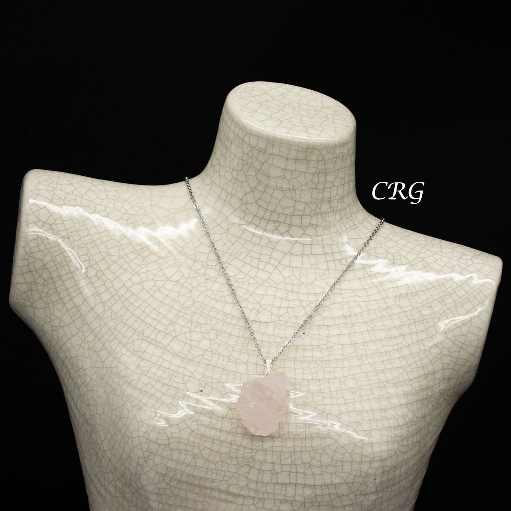 SET OF 5 - Rose Quartz Rough Rock Pendant from Brazil / 18-22mm Avg