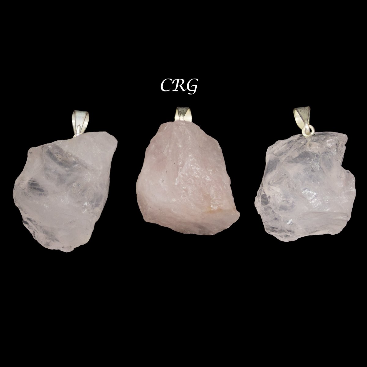 SET OF 5 - Rose Quartz Rough Rock Pendant from Brazil / 18-22mm Avg