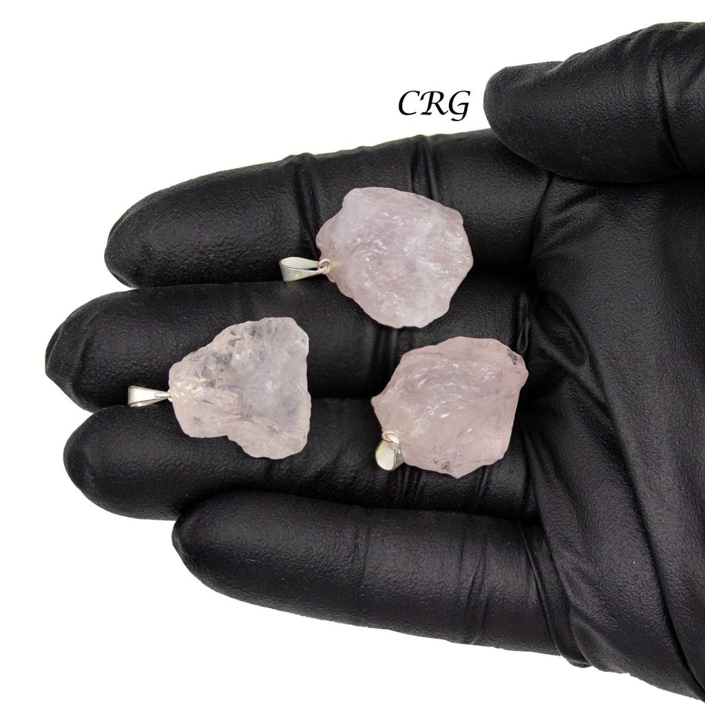 SET OF 5 - Rose Quartz Rough Rock Pendant from Brazil / 18-22mm Avg