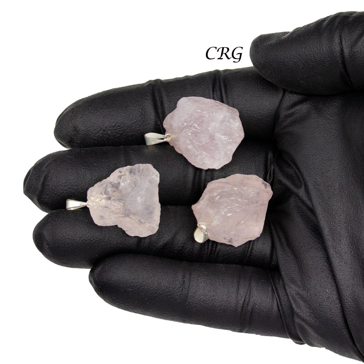 SET OF 5 - Rose Quartz Rough Rock Pendant from Brazil / 18-22mm Avg