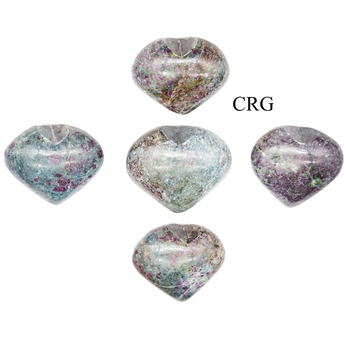 Set of 5 - Ruby Kyanite Puffy Gemstone Heart / 1.5" AVG