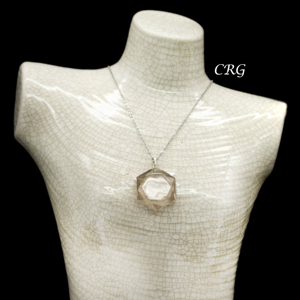 SET OF 5 - Smoky Quartz Hexagram Pendants from Brazil / 30mm Avg