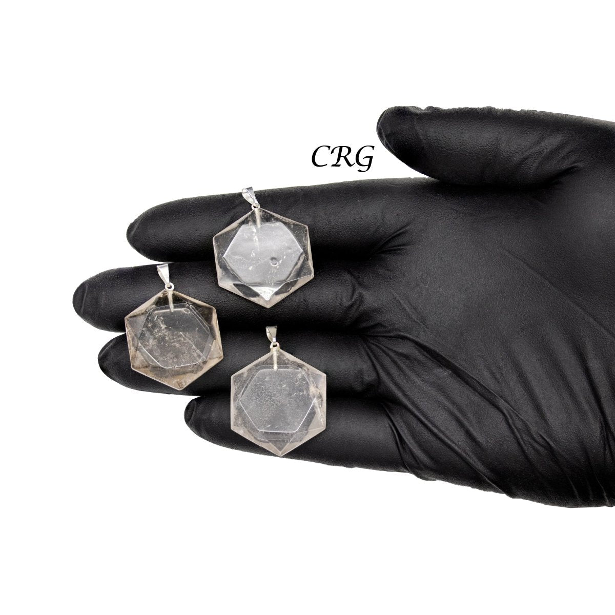 SET OF 5 - Smoky Quartz Hexagram Pendants from Brazil / 30mm Avg
