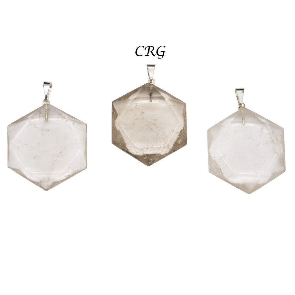SET OF 5 - Smoky Quartz Hexagram Pendants from Brazil / 30mm Avg