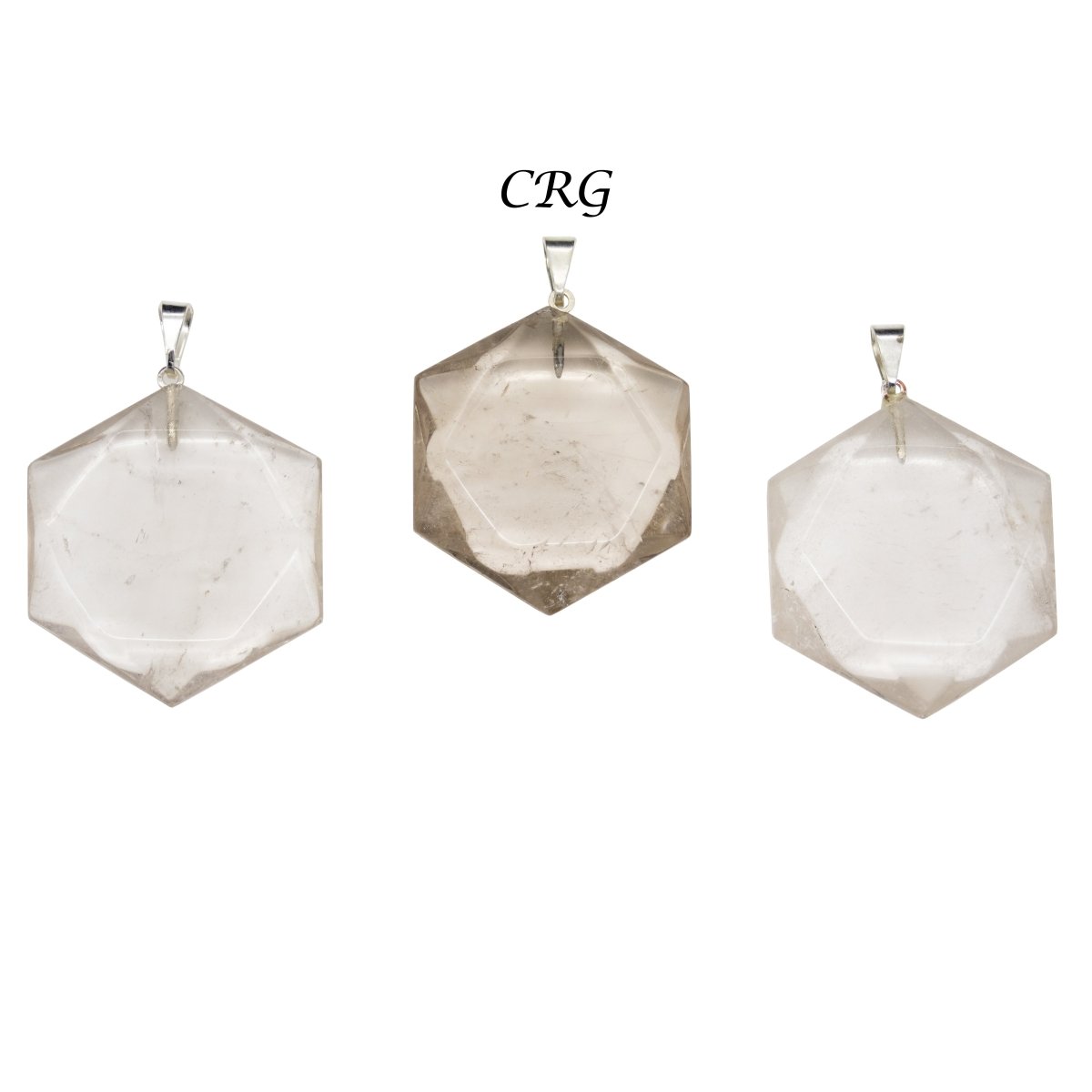 SET OF 5 - Smoky Quartz Hexagram Pendants from Brazil / 30mm Avg