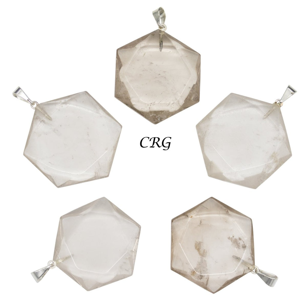 SET OF 5 - Smoky Quartz Hexagram Pendants from Brazil / 30mm Avg