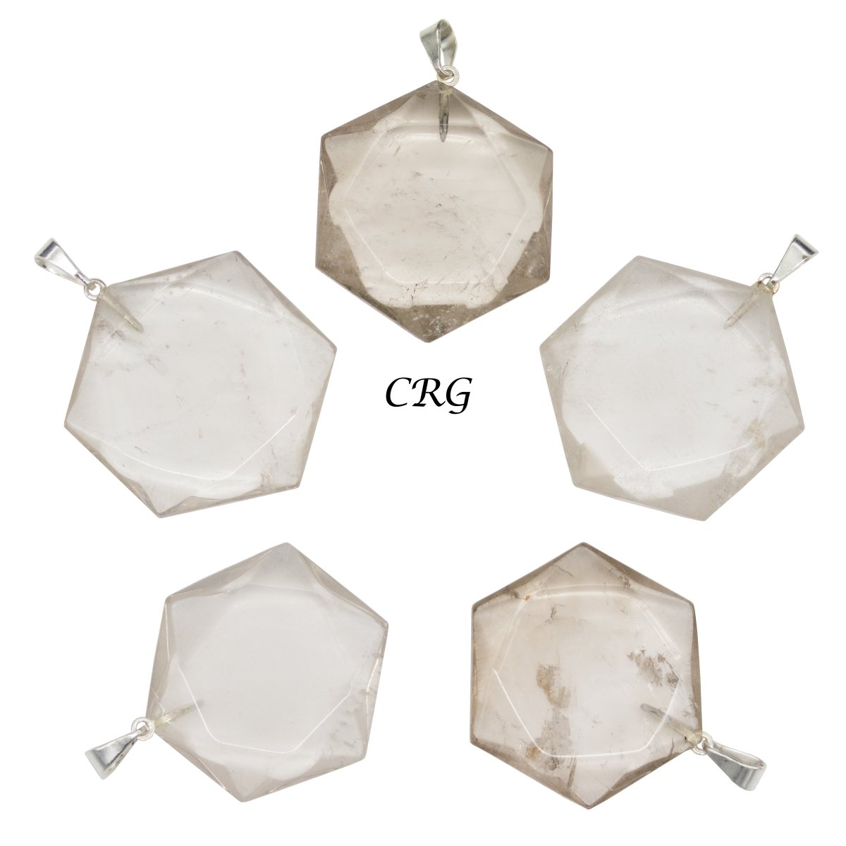 SET OF 5 - Smoky Quartz Hexagram Pendants from Brazil / 30mm Avg