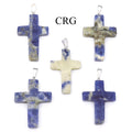 Sodalite Cross Pendant with Silver Plated Bail (1 Inch) (5 Pieces)
