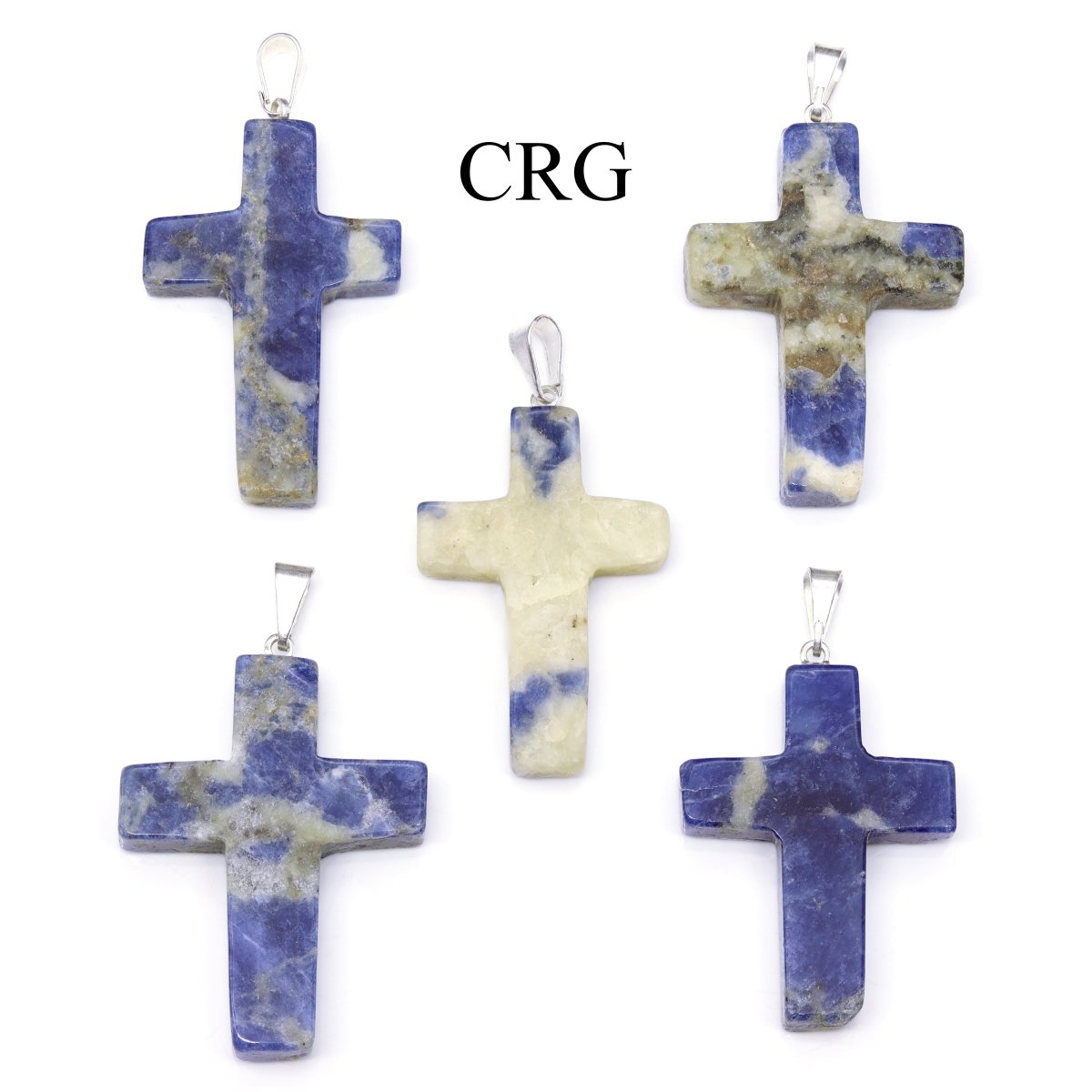 Sodalite Cross Pendant with Silver Plated Bail (1 Inch) (5 Pieces)