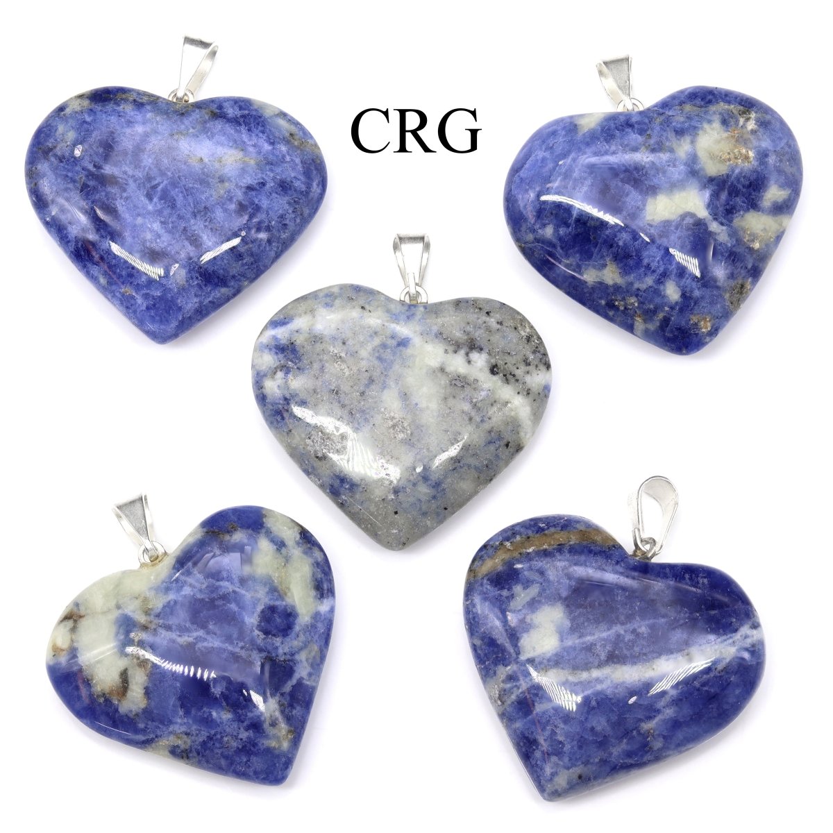 SET OF 5 - Sodalite Gemstone Heart Pendant from Brazil
