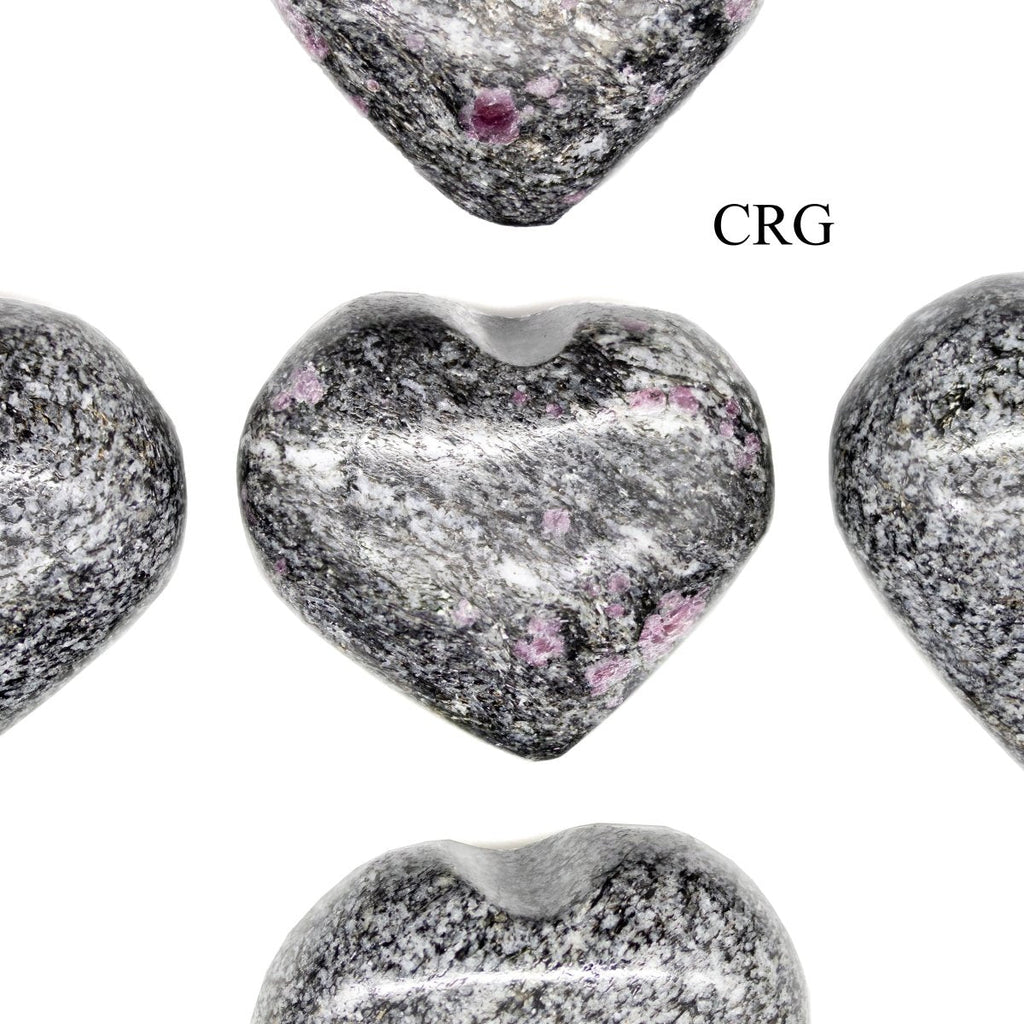 SET OF 5 - Spinel Matrix Puffy Gemstone Heart / 1.5" AVG