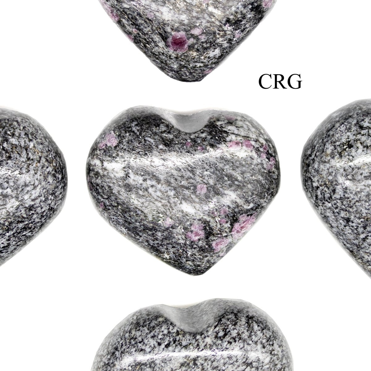 SET OF 5 - Spinel Matrix Puffy Gemstone Heart / 1.5" AVG