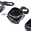 SET OF 5 - Tumbled Black Tourmaline Pendant with Macramé / 1" AVG