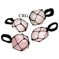 SET OF 5 - Tumbled Rose Quartz Pendant with Macramé / 1" AVG