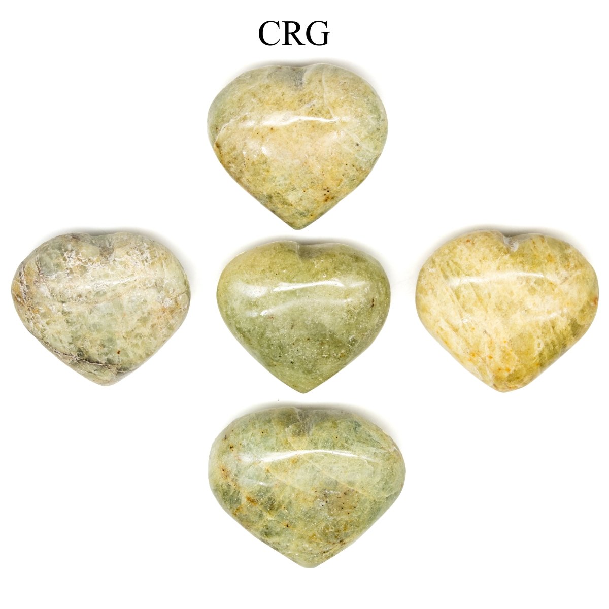 SET OF 5 - Vesuvianite Puffy Gemstone Heart / 1.5" AVG