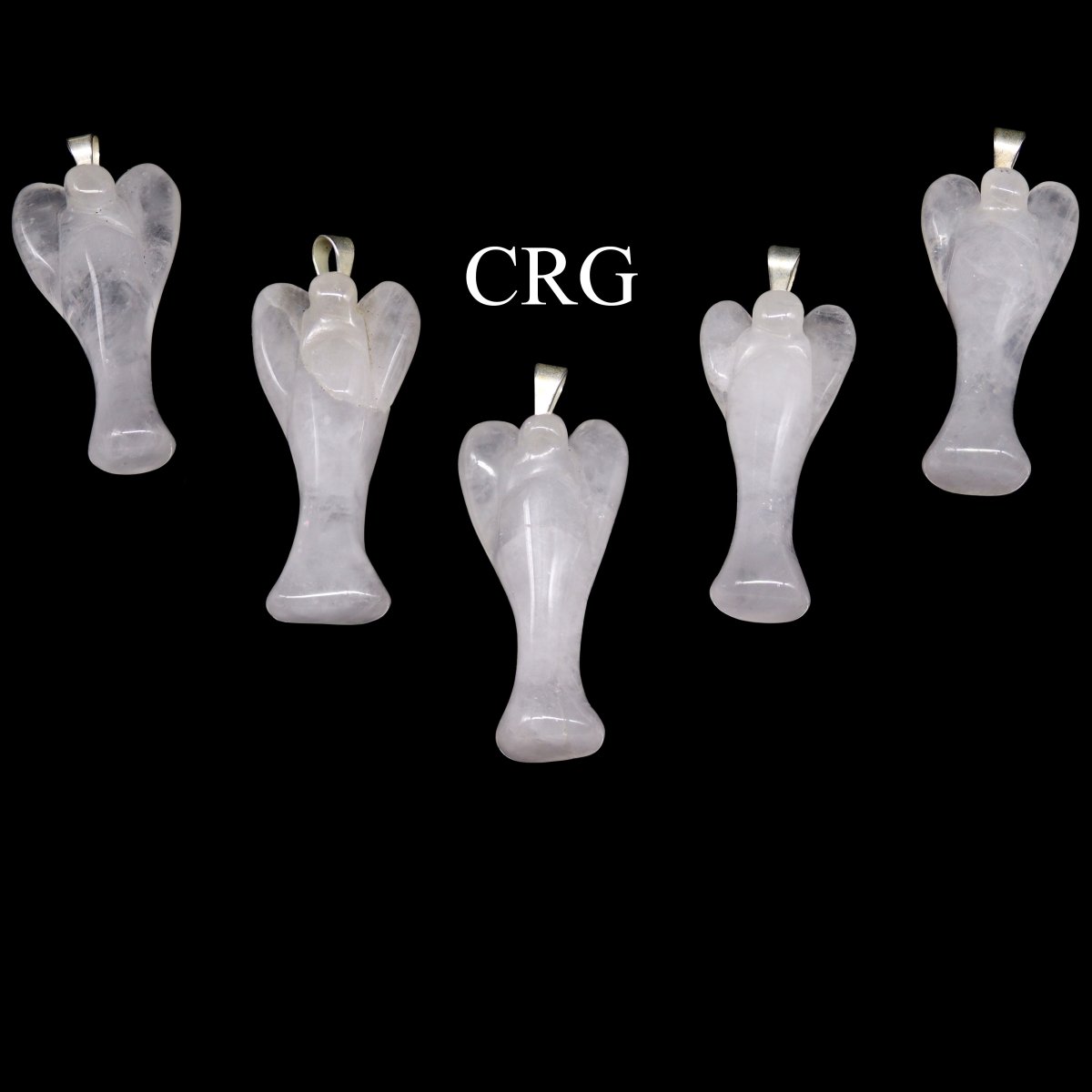 White Quartz Angel Pendant with Silver Plated Bail (1 Inch) (5 Pieces)