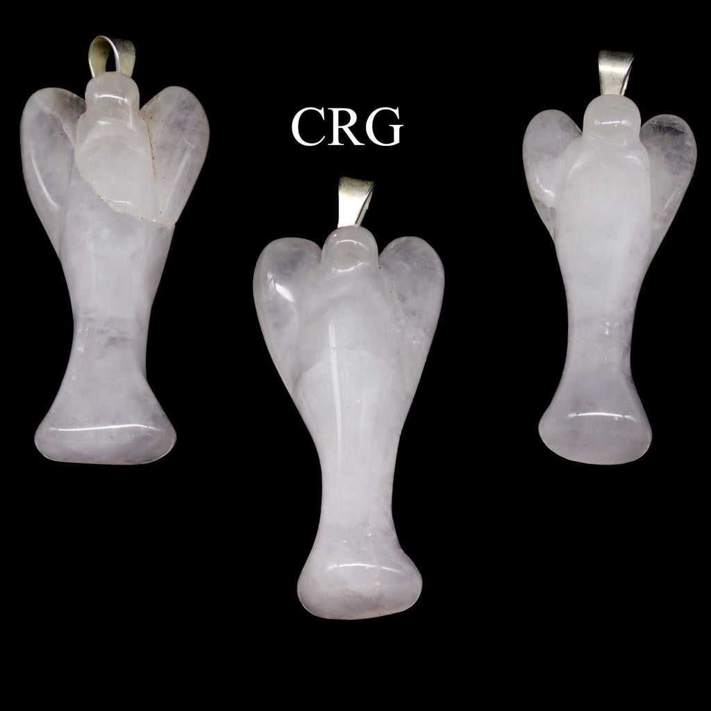 White Quartz Angel Pendant with Silver Plated Bail (1 Inch) (5 Pieces)