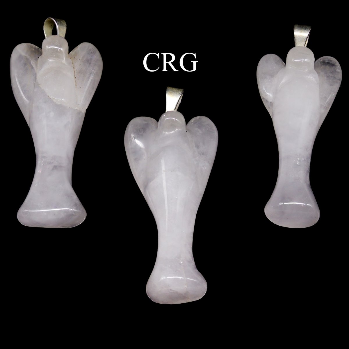 White Quartz Angel Pendant with Silver Plated Bail (1 Inch) (5 Pieces)