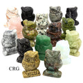 SET OF 6 - Gemstone Owls from China / 3 cm Avg