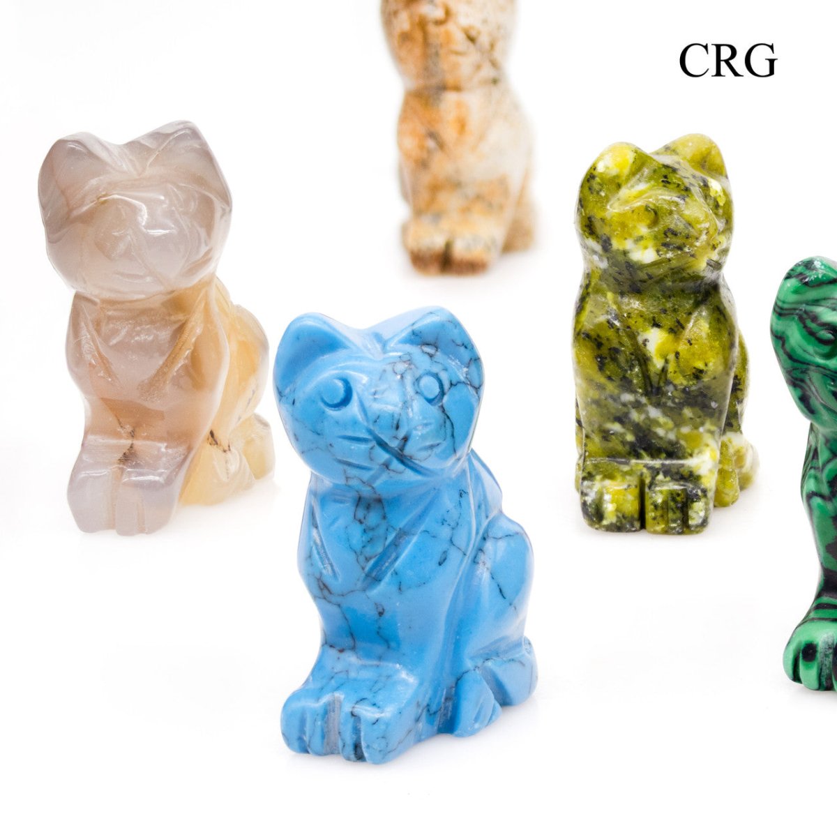 SET OF 8 - Assorted Gemstone Cats / 40mm AVG