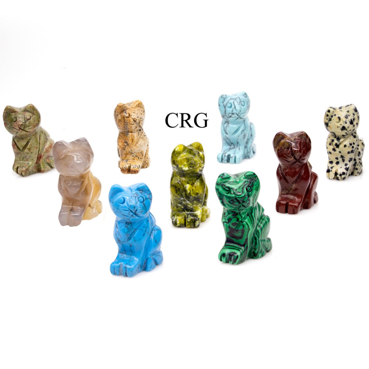 SET OF 8 - Assorted Gemstone Cats / 40mm AVG