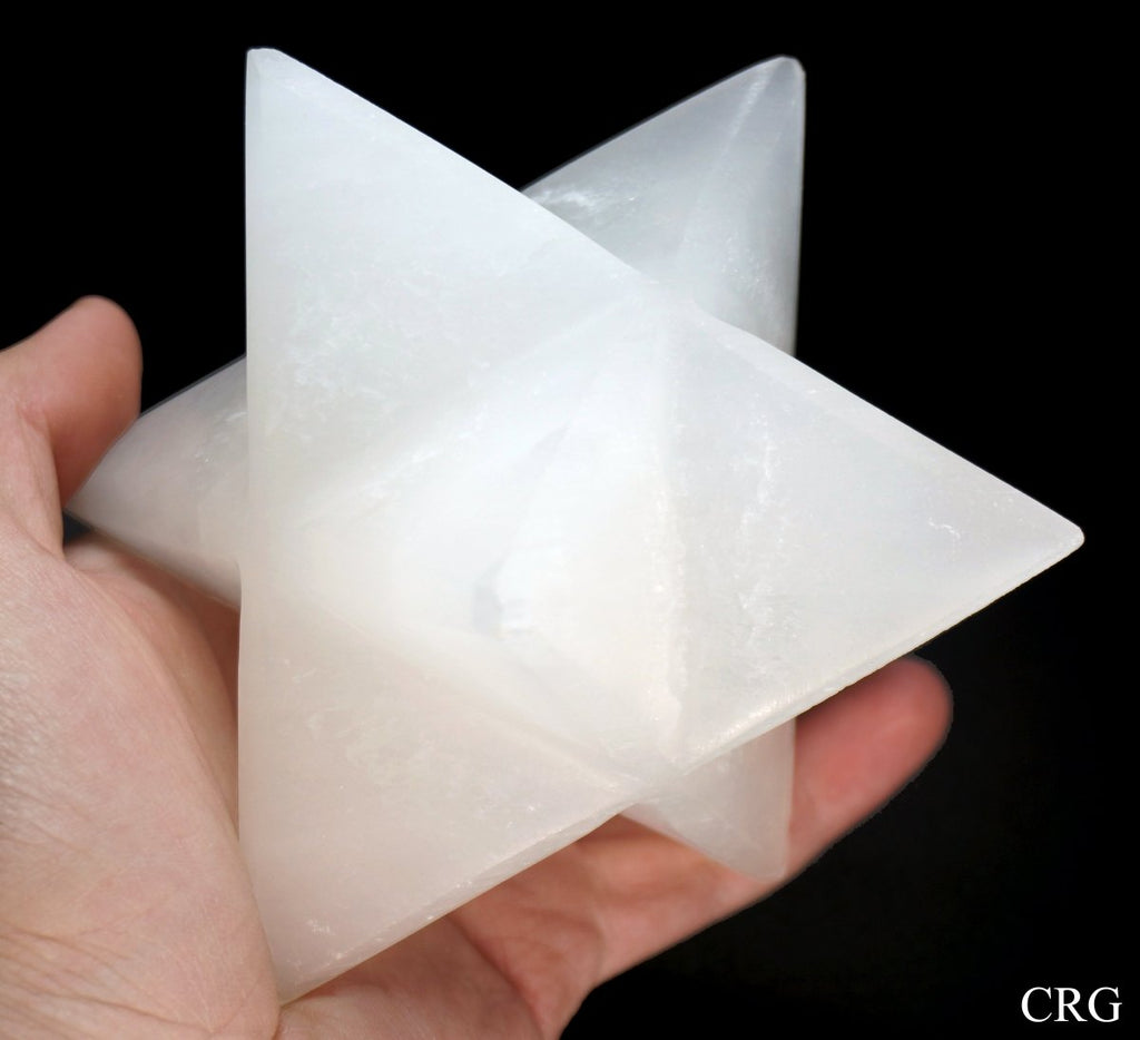 SET OF 8 - Large Selenite Merkaba Star / SOME IMPERFECTIONS / 4" AVG