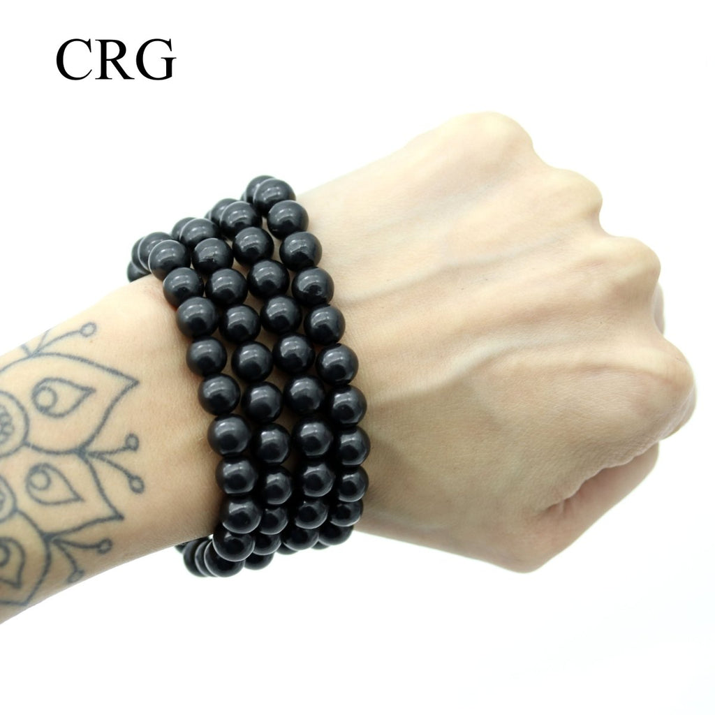 Shungite Round Bead Stretch Bracelet (8 mm) (1 Piece)