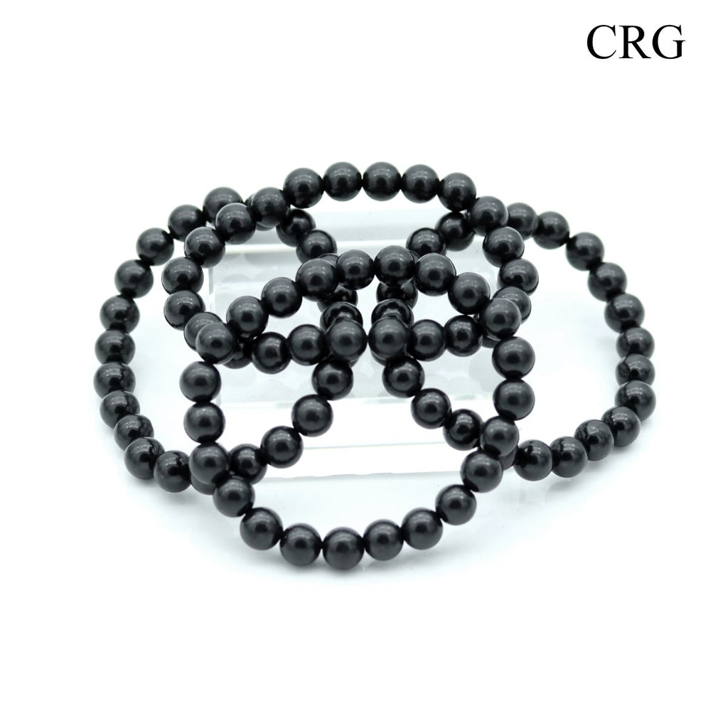 Shungite Round Bead Stretch Bracelet (8 mm) (1 Piece)