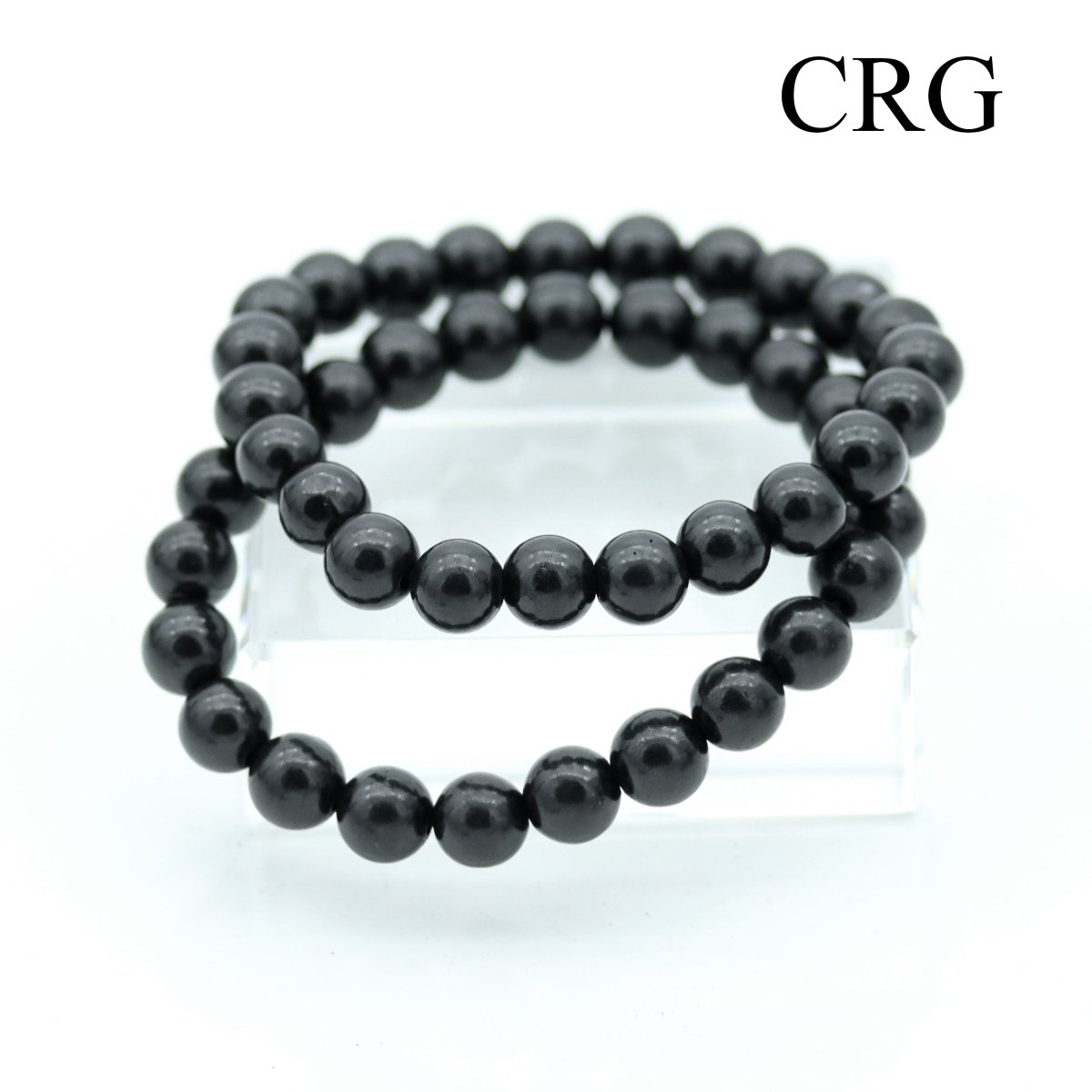 Shungite Round Bead Stretch Bracelet (8 mm) (1 Piece)