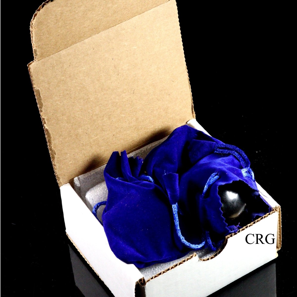 Shungite Hand Massage Balls with Velvet Pouch (3 Pieces) Size 50 mm Crystal Spheres