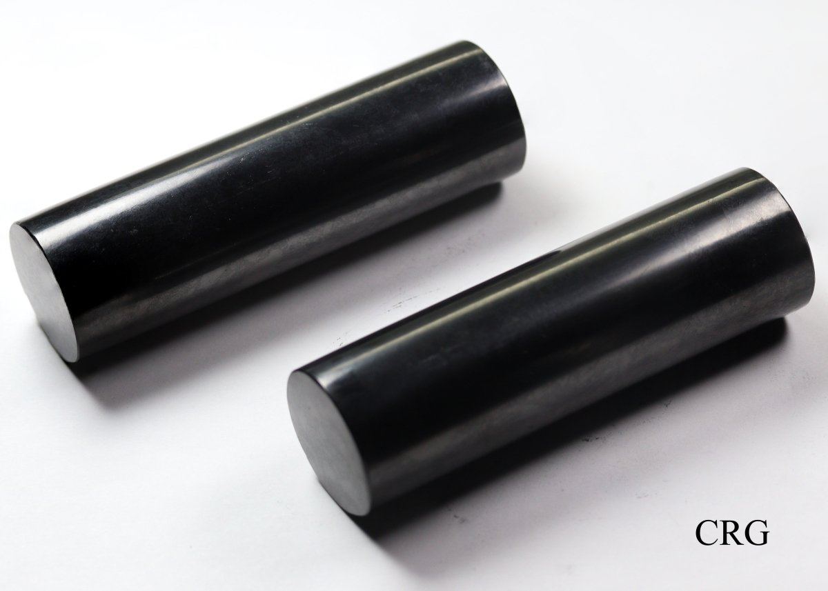 Shungite Polished Cylinder (1 Piece) Size 10 cm Standing Crystal Gemstone Decor