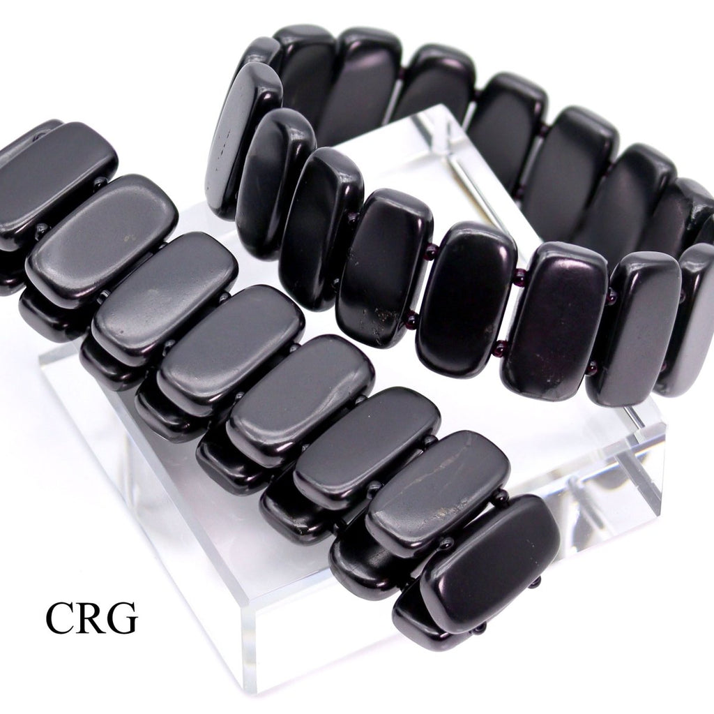 Shungite Rectangle Bead Stretch Bracelet (0.75 Inch) (1 Piece)