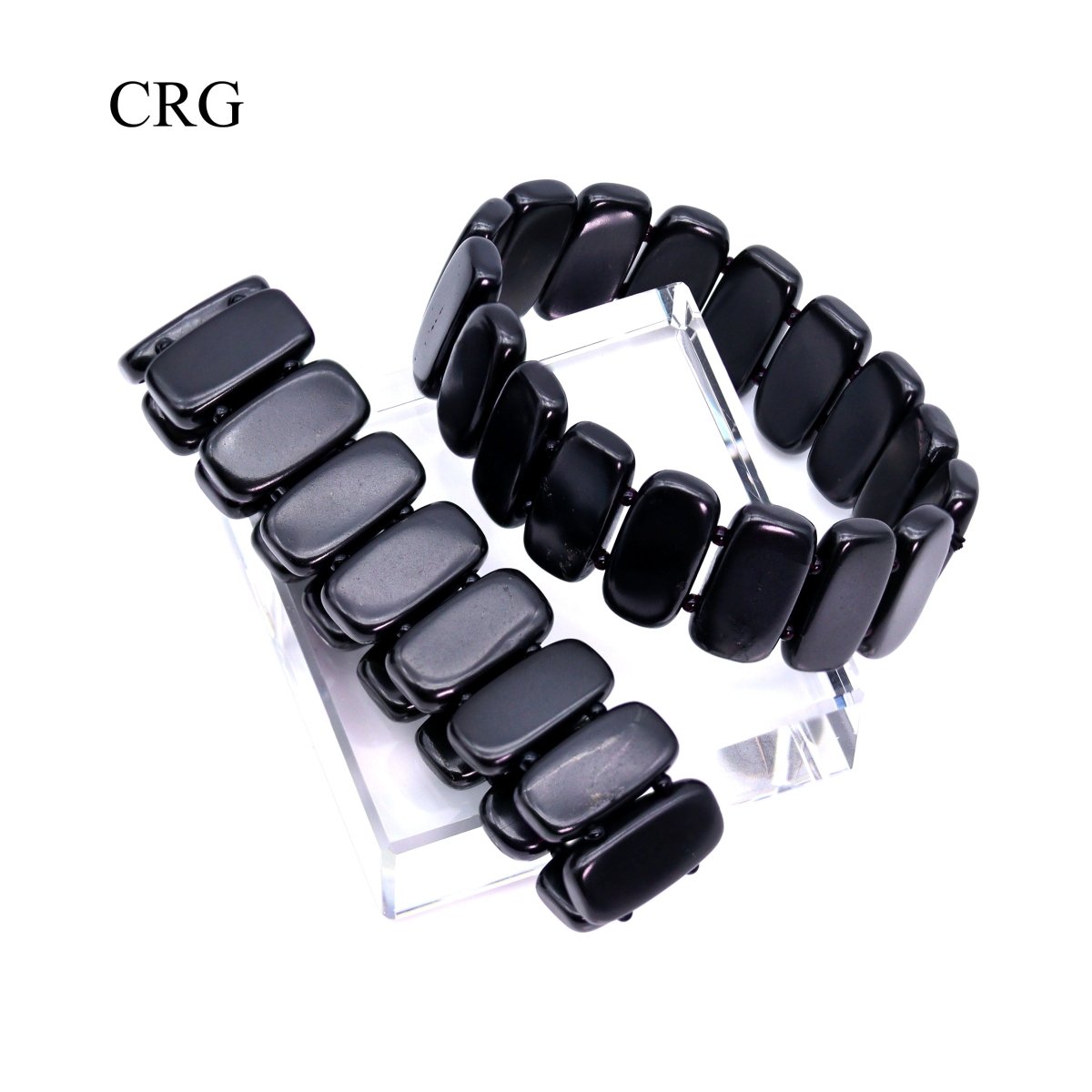 Shungite Rectangle Bead Stretch Bracelet (0.75 Inch) (1 Piece)