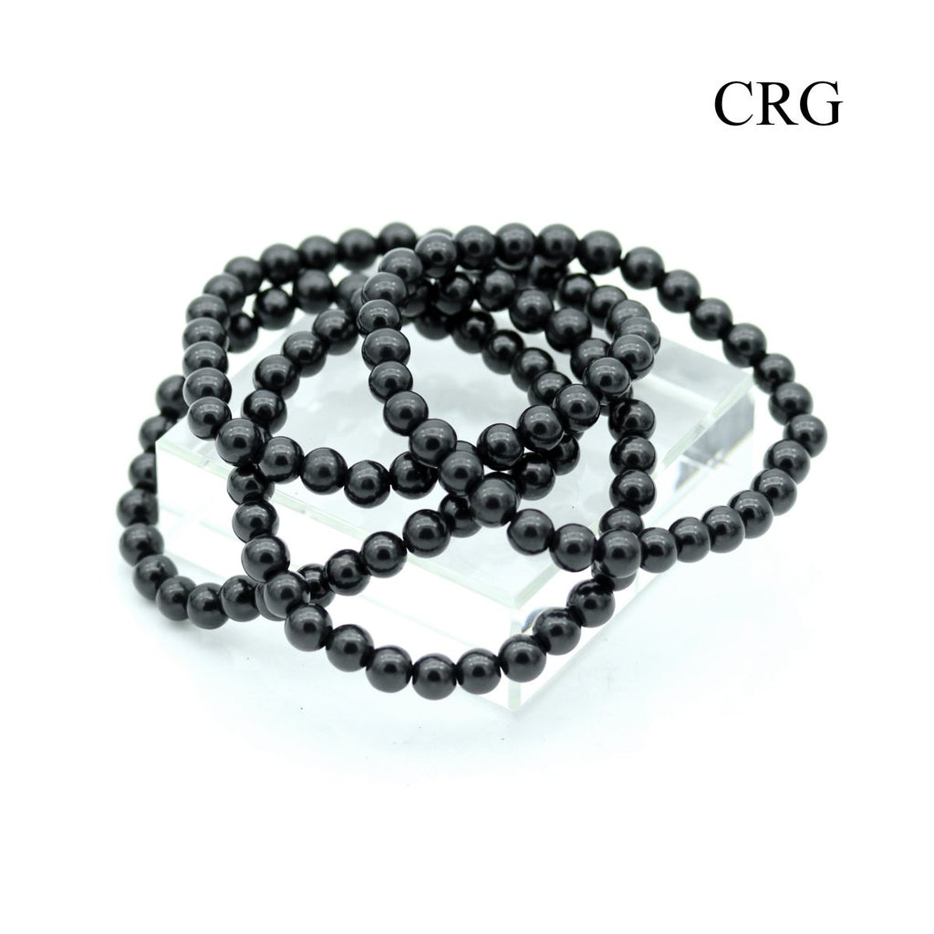Shungite Round Bead Stretch Bracelet (6 mm) (1 Piece)