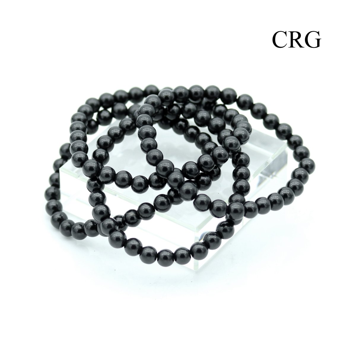 Shungite Round Bead Stretch Bracelet (6 mm) (1 Piece)