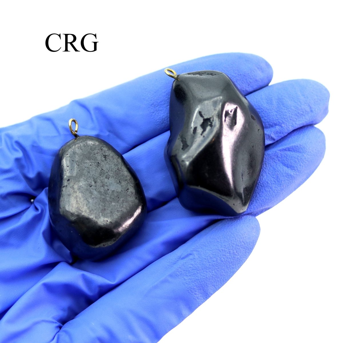 Shungite Tumbled Pendant with Silver Plated Bail (1 To 2 Inches) (4 Pieces)