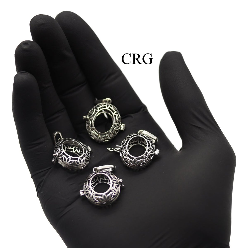 Silver Plated Filigree Cabochon Pendant Frame (1 Inch) (4 Pieces) (INJD)