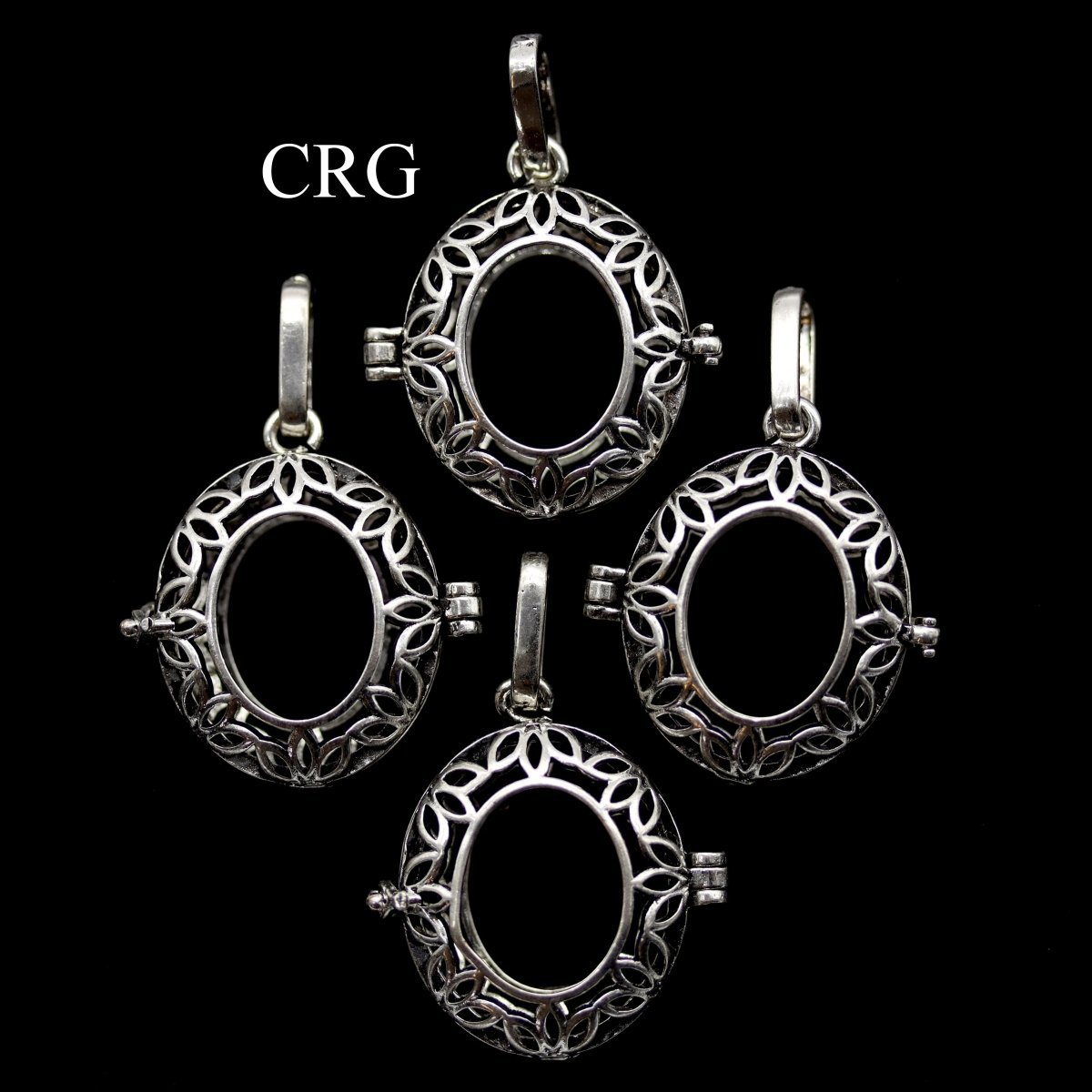Silver Plated Filigree Cabochon Pendant Frame (1 Inch) (4 Pieces) (INJD)