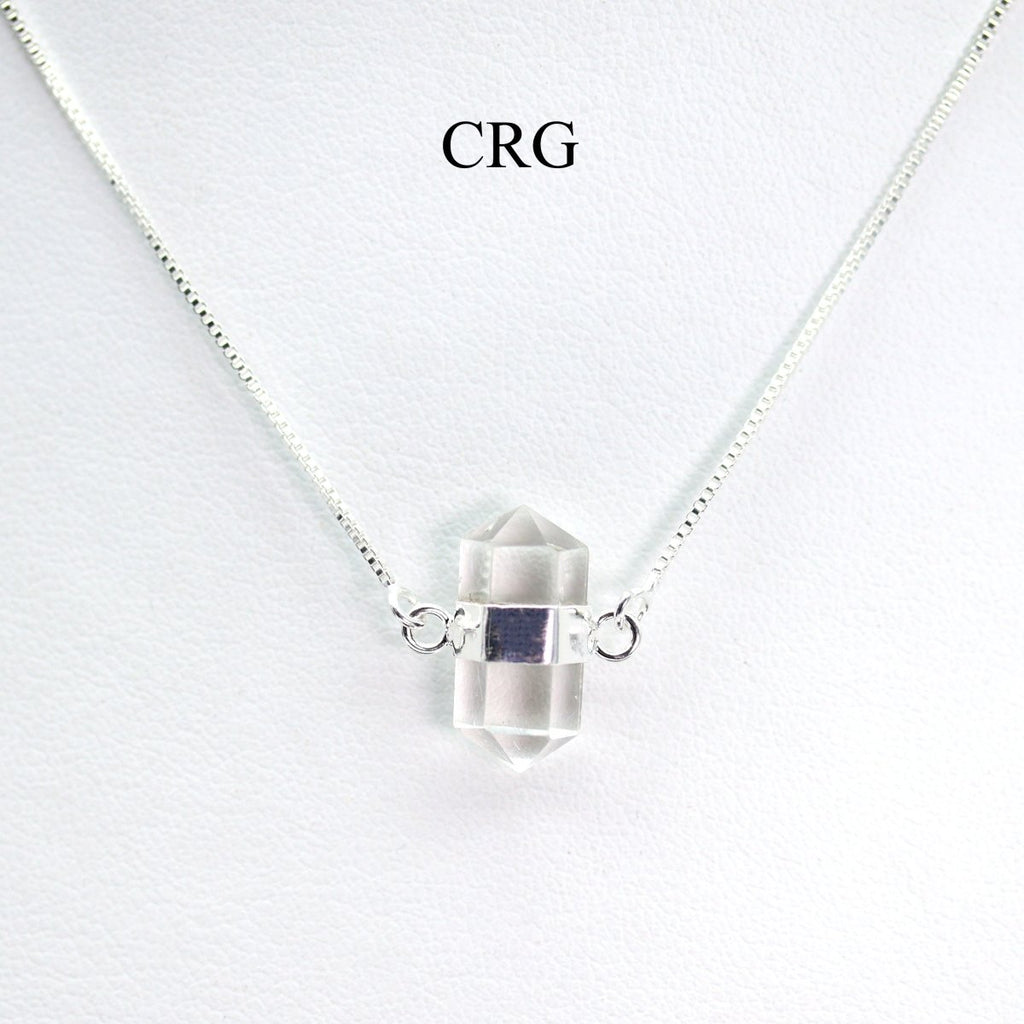 Silver Plated Mini Bi-Terminated Crystal Quartz Necklace