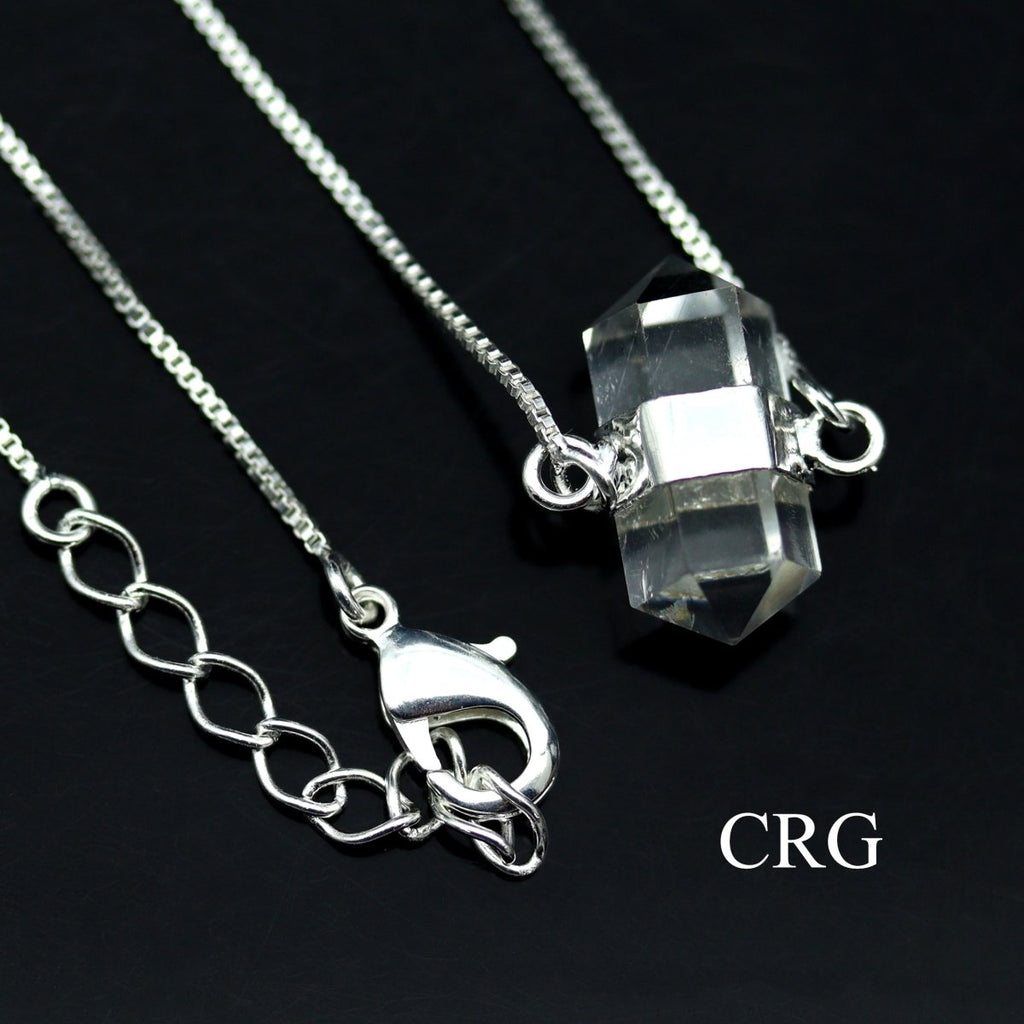 Silver Plated Mini Bi-Terminated Crystal Quartz Necklace