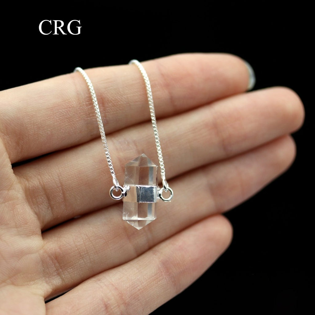 Silver Plated Mini Bi-Terminated Crystal Quartz Necklace