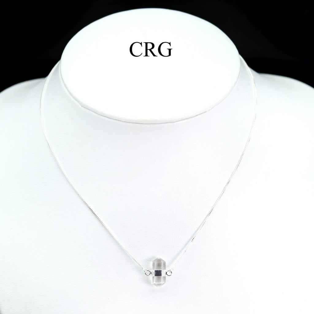 Silver Plated Mini Bi-Terminated Crystal Quartz Necklace