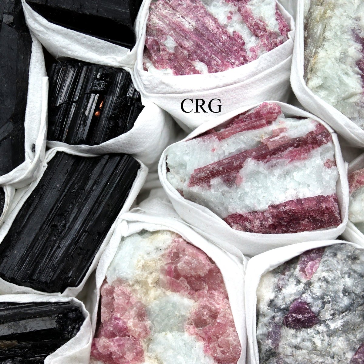 SMALL FLAT - Black Tourmaline Rods & Rubellite on Matrix
