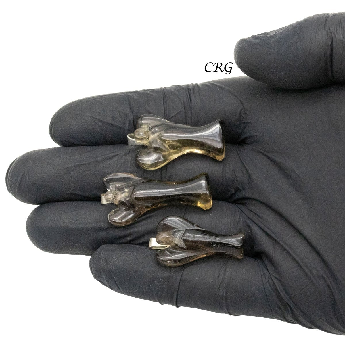 Smoky Quartz Angel Pendant with Silver Bail (5 Pieces) Size 25 to 35 mm Crystal Jewelry Charm