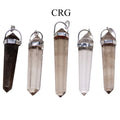 Smoky Quartz Double Terminated Pendant with Silver Plating (5 Pieces) Size 45 mm Crystal Jewelry Charm