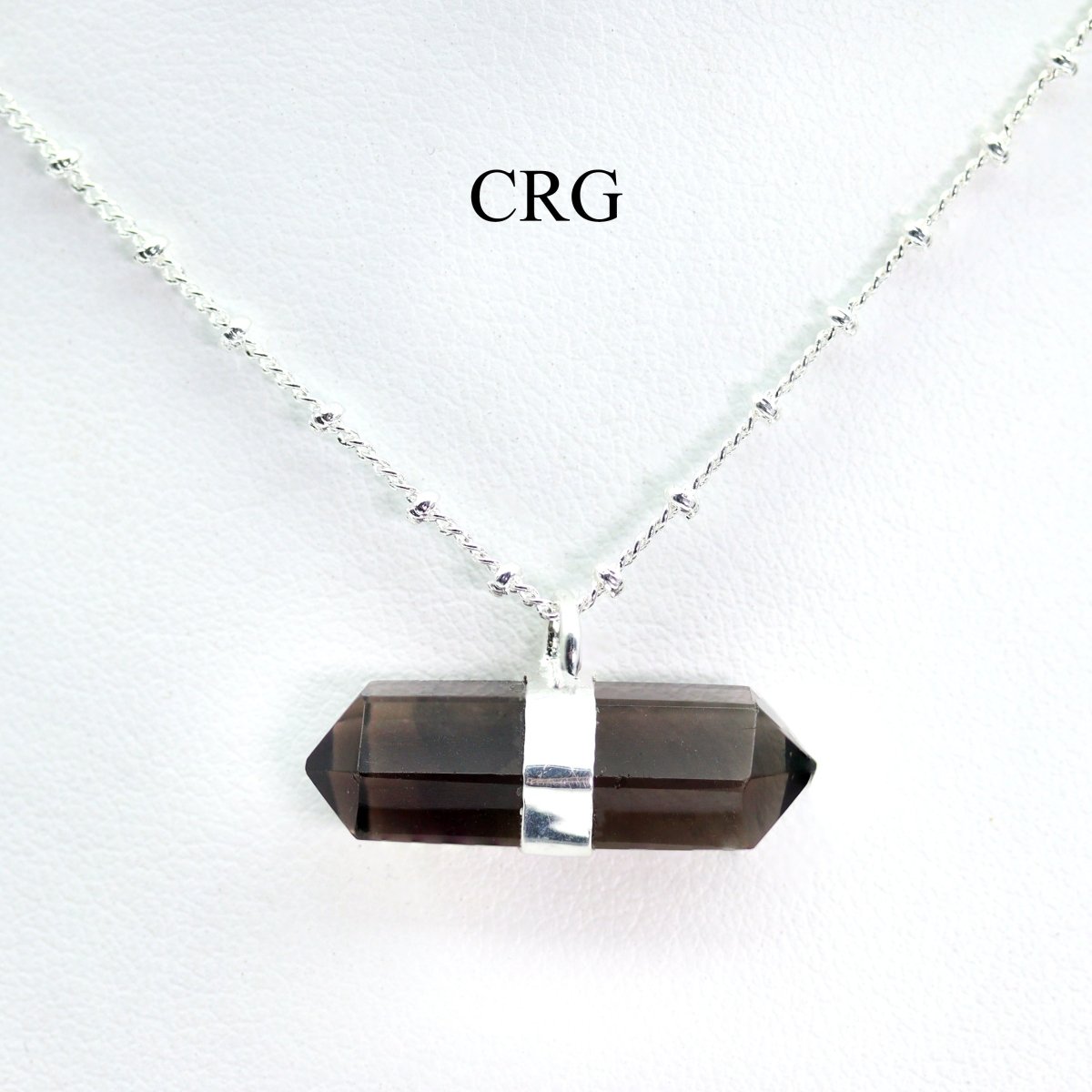 Smoky Quartz Double Terminated Necklace with Silver Plating (17 Inches) (1 Piece)