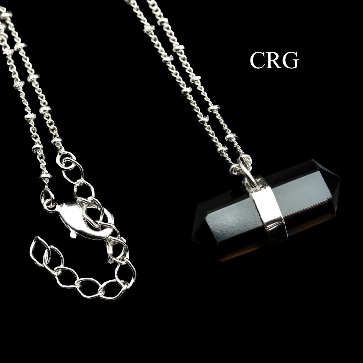 Smoky Quartz Double Terminated Necklace with Silver Plating (17 Inches) (1 Piece)