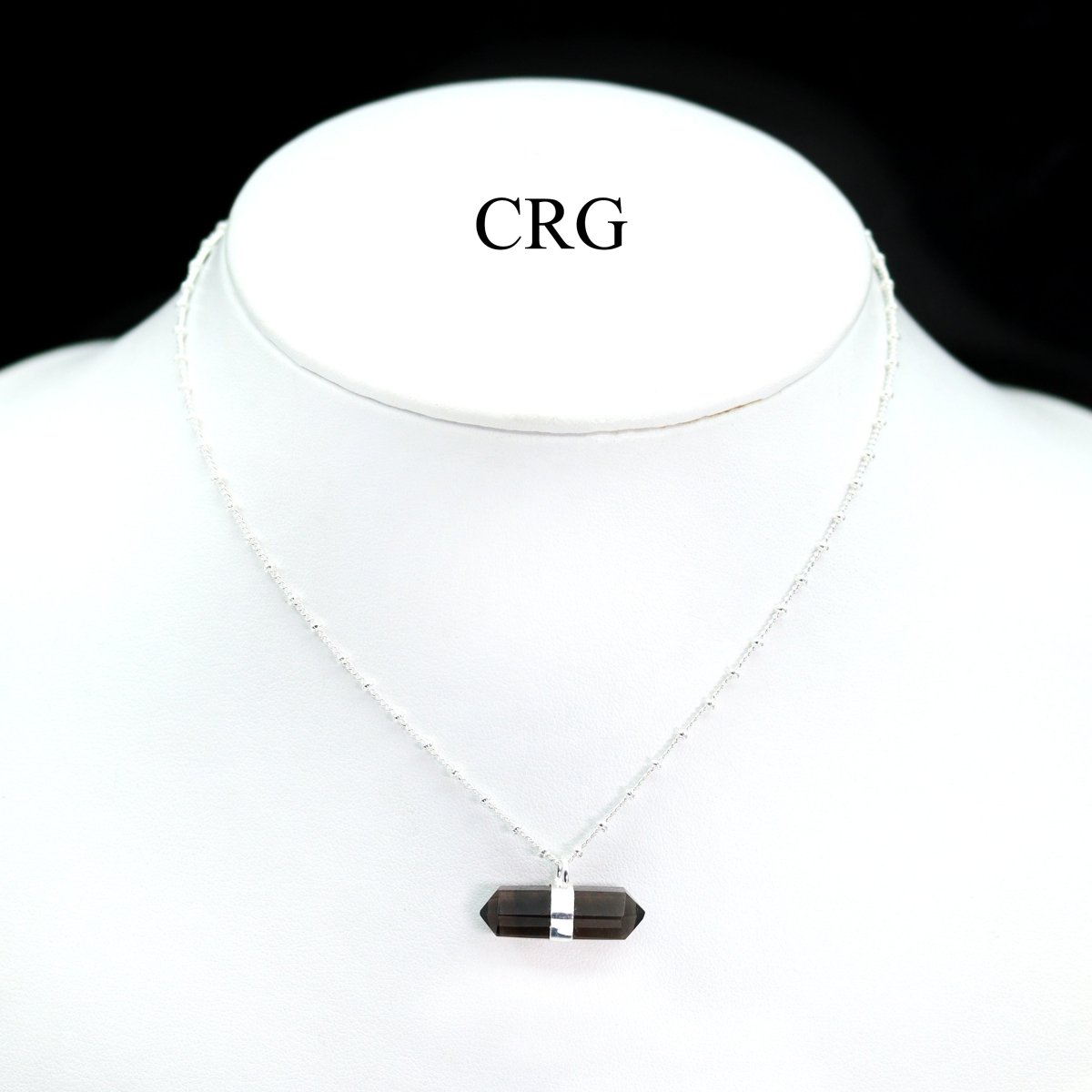 Smoky Quartz Double Terminated Necklace with Silver Plating (17 Inches) (1 Piece)
