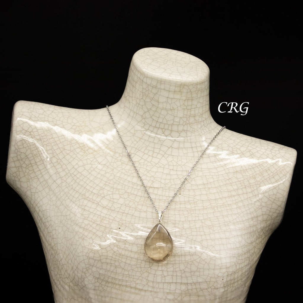 Smoky Quartz Drop Pendant with Silver Bail (5 Pieces) Size 1 to 1.5 Inches Crystal Jewelry Charm