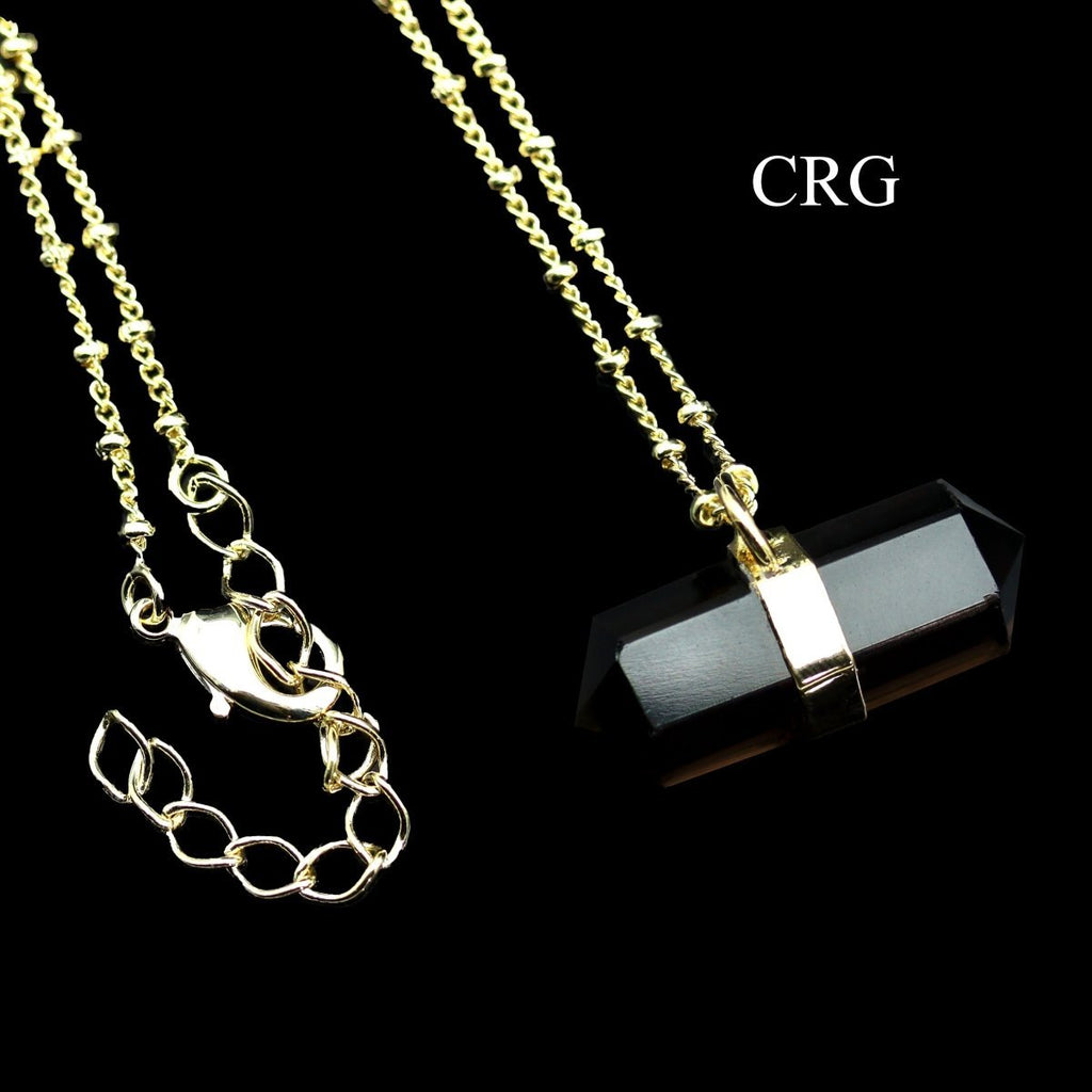 Smoky Quartz Double Terminated Point Necklace with Gold Plating (18 Inches) (1 Piece)
